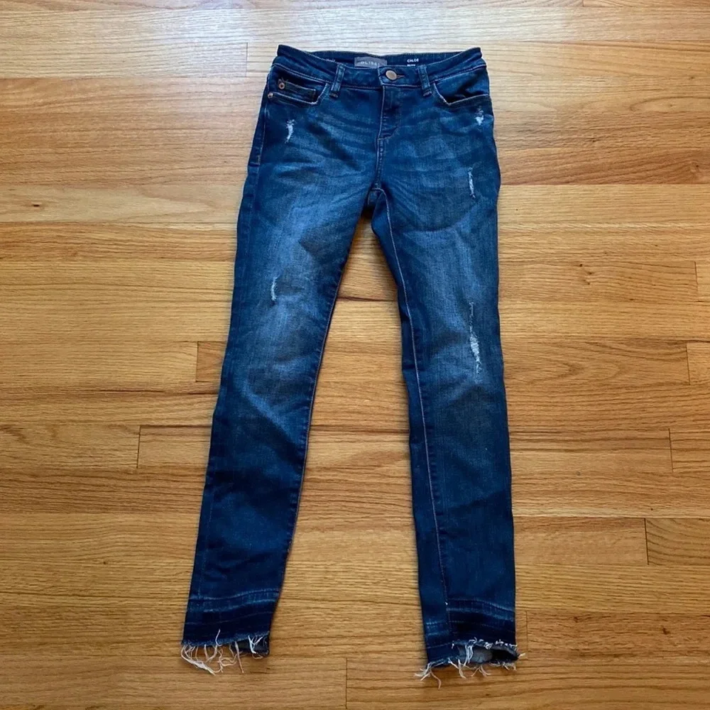 DL1961 Chloe Denim Jeans Preston Wash Raw Distressed Released Hem‎ Like New 10